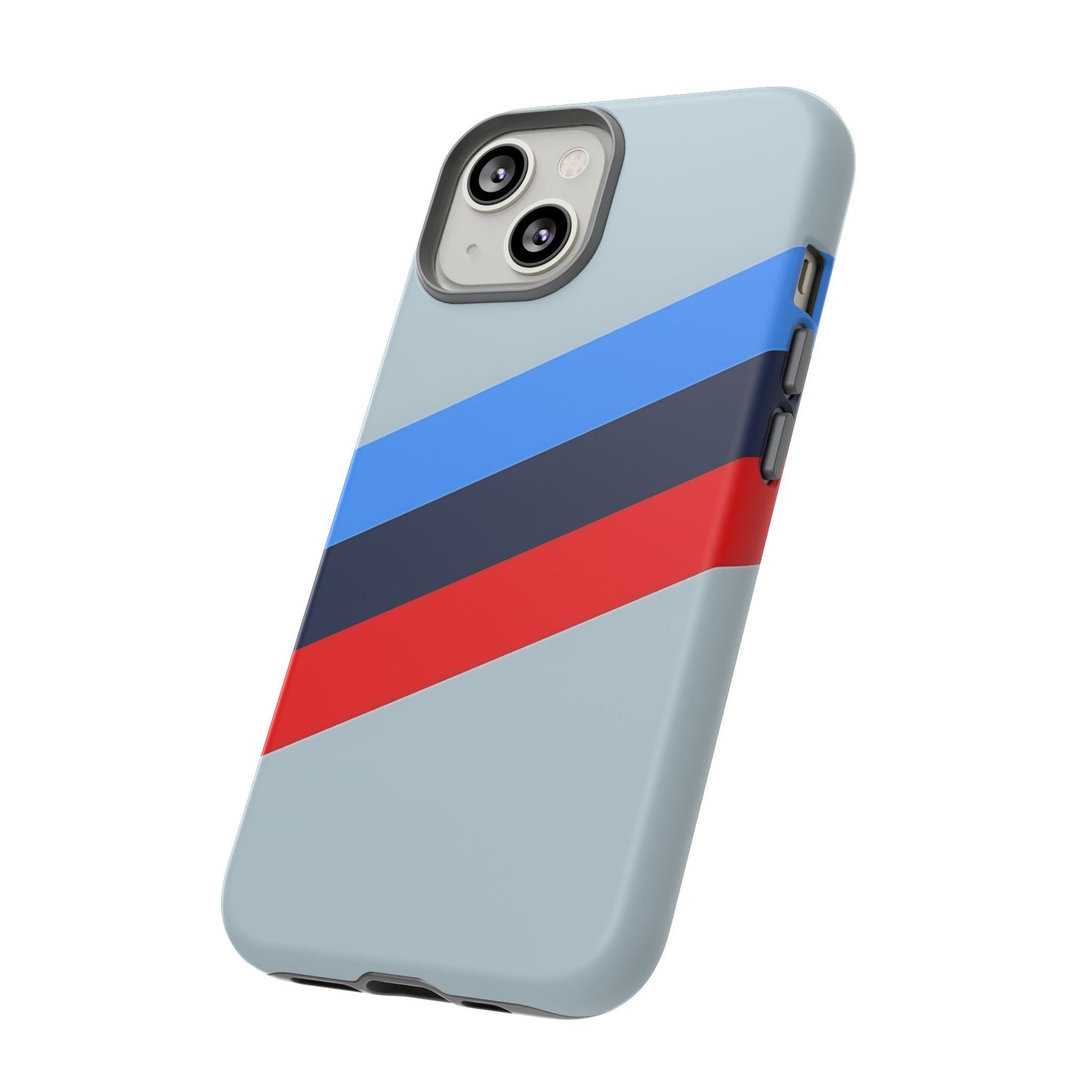 Gray Tough Case For iPhone, Samsung Galaxy and Google Pixel, Blue & Red Stripe