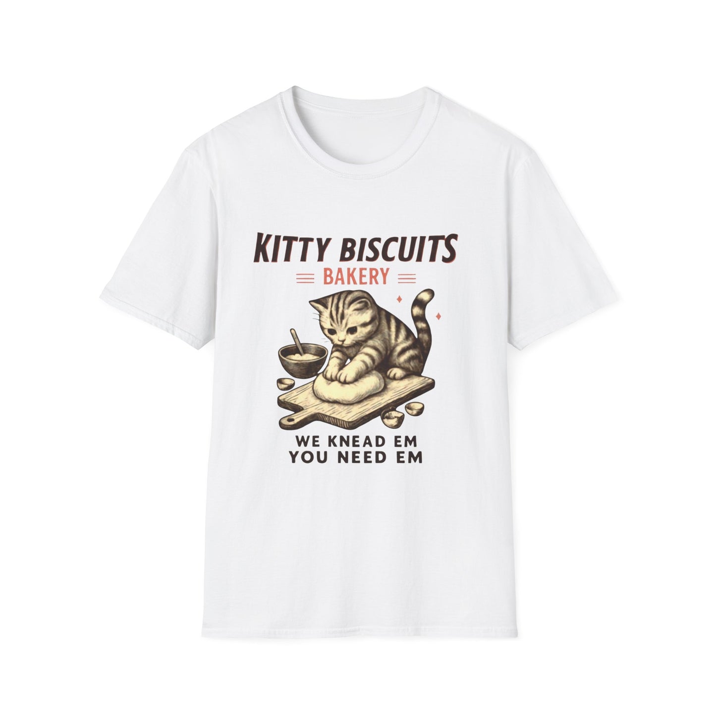 Kitty Biscuits Bakery T-Shirt | Cat Baking Graphic T, Softstyle Gift
