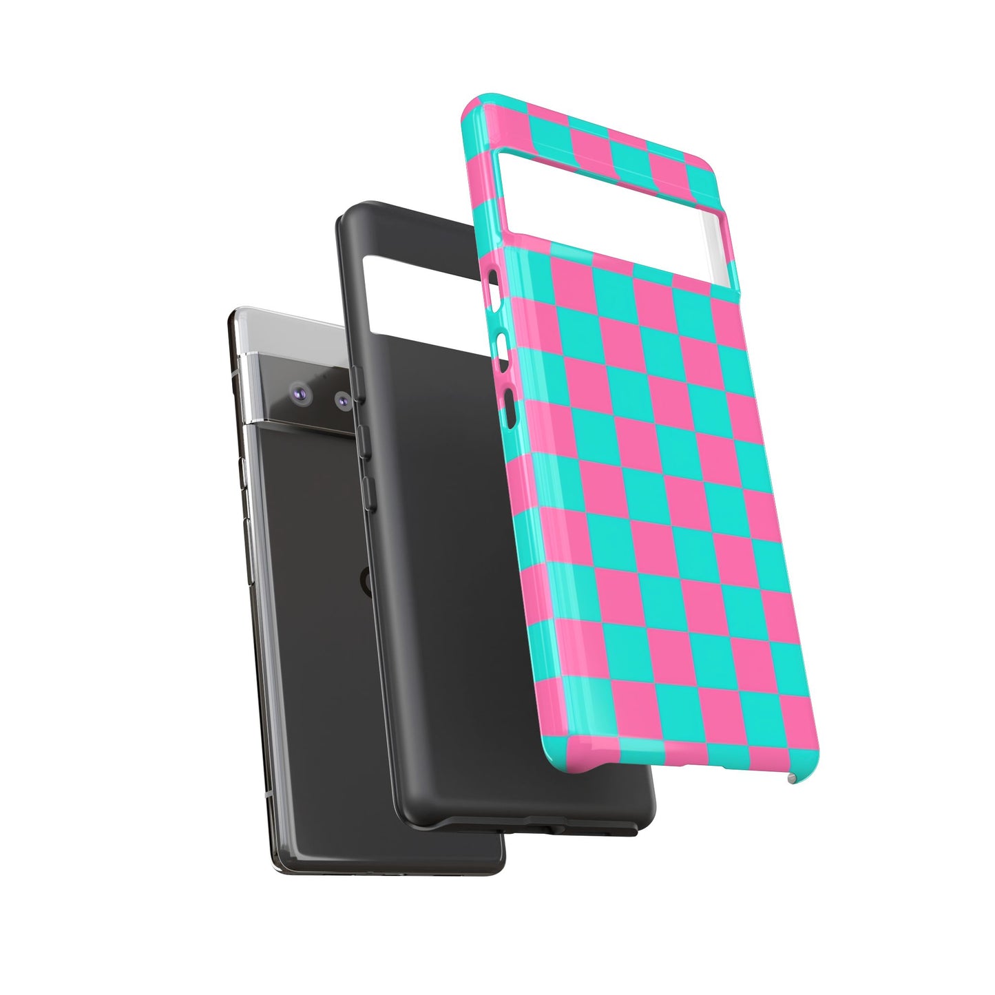 Hot Pink And Teal Checker Pattern Tough Case for iPhone, Galaxy Phones and Google Pixel