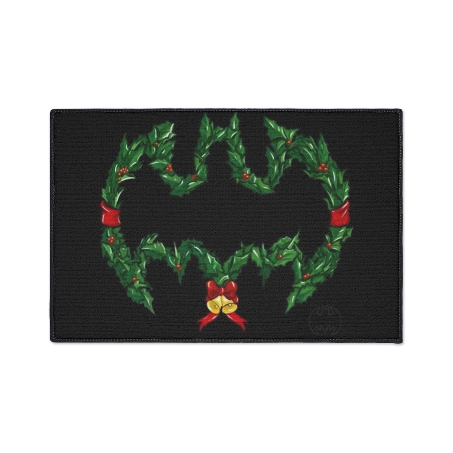 Bat Emblem Holiday Floor Mat, Christmas Decor, Seasonal Rug, Home Entrance