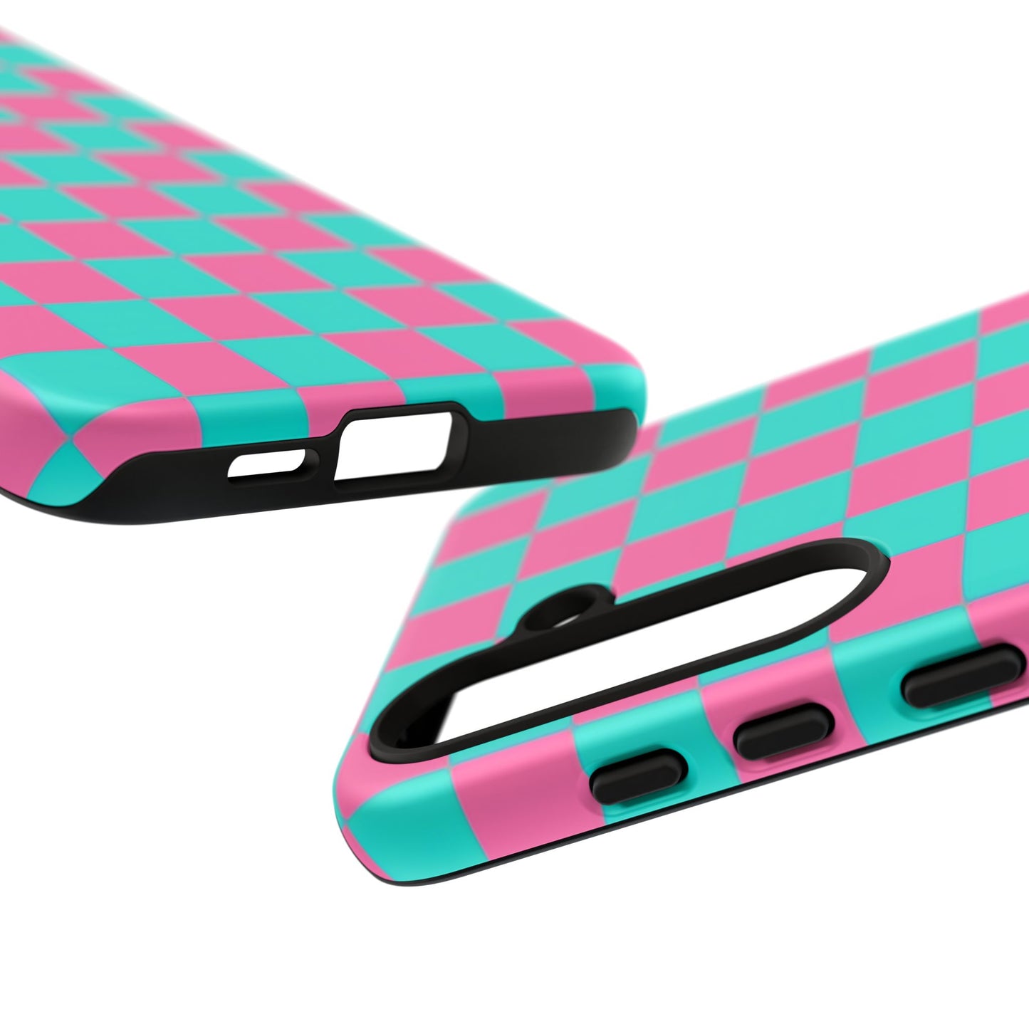 Hot Pink And Teal Checker Pattern Tough Case for iPhone, Galaxy Phones and Google Pixel