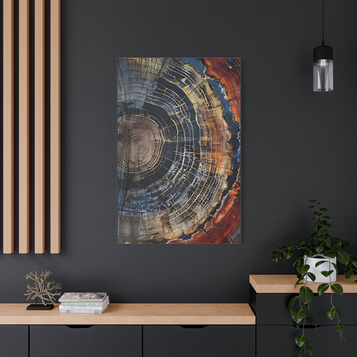 Canvas Print, Tree Ring Wall Art, Modern Farmhouse Decor, Abstract Colorful