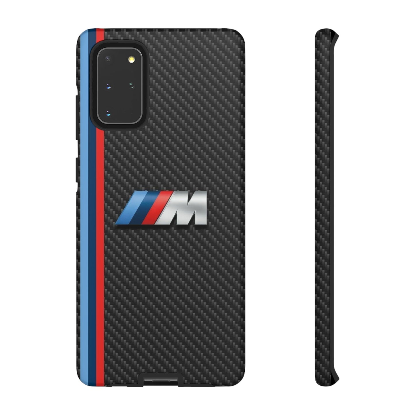 Phone Case - Black Tough Case for iPhones, Galaxy, Pixel, Blue And Red Stripes, BMW M Series