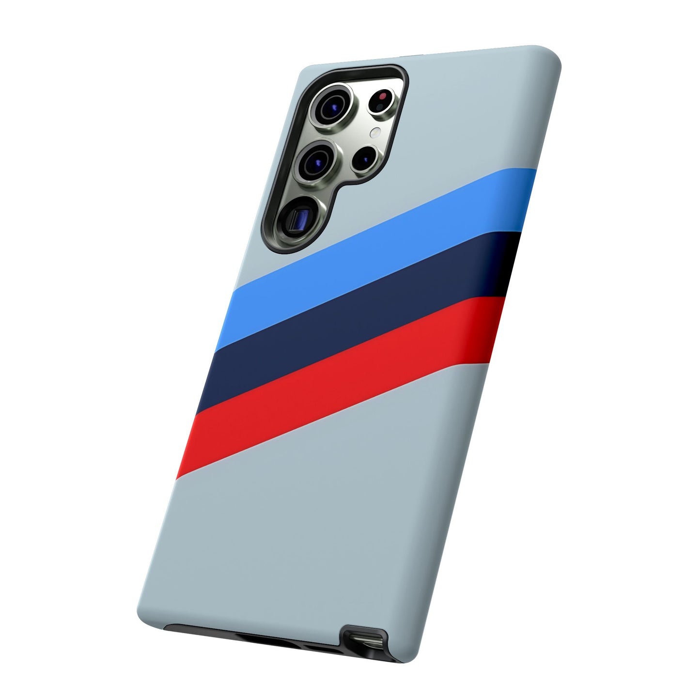 Gray Tough Case For iPhone, Samsung Galaxy and Google Pixel, Blue & Red Stripe