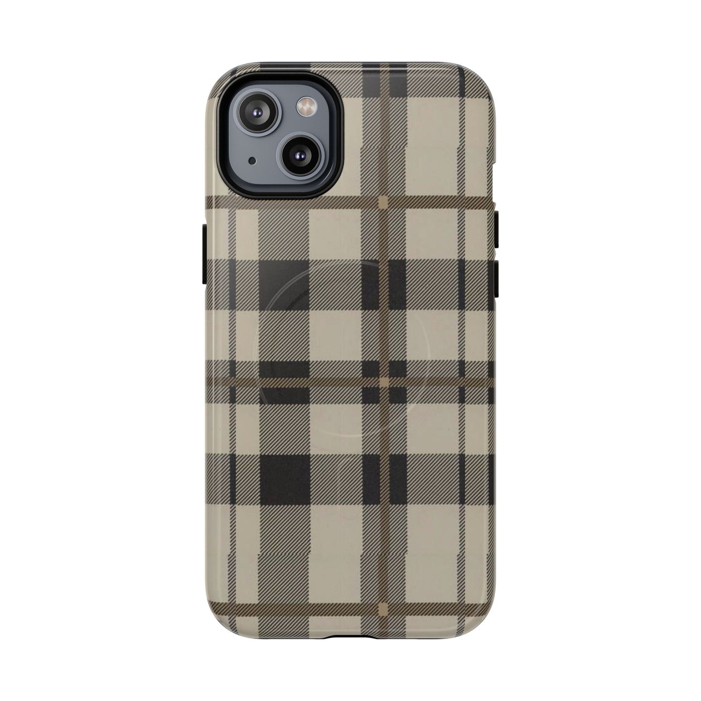 Neutral Plaid Phone Case Tough Magnetic Case | Beige Tartan Gift Idea