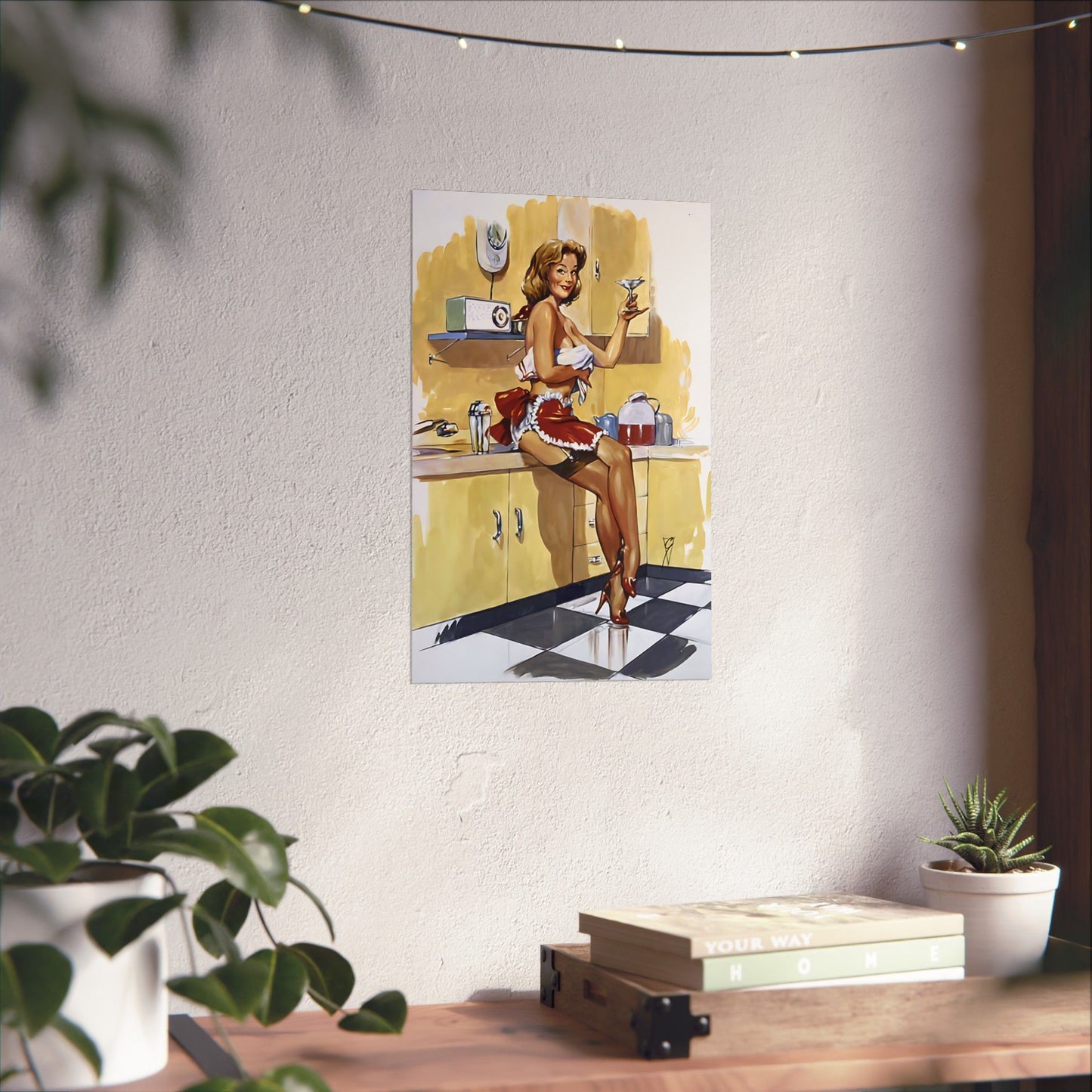 1950's Pin Up Girl Matte Vertical Posters "Martini For Lunch"