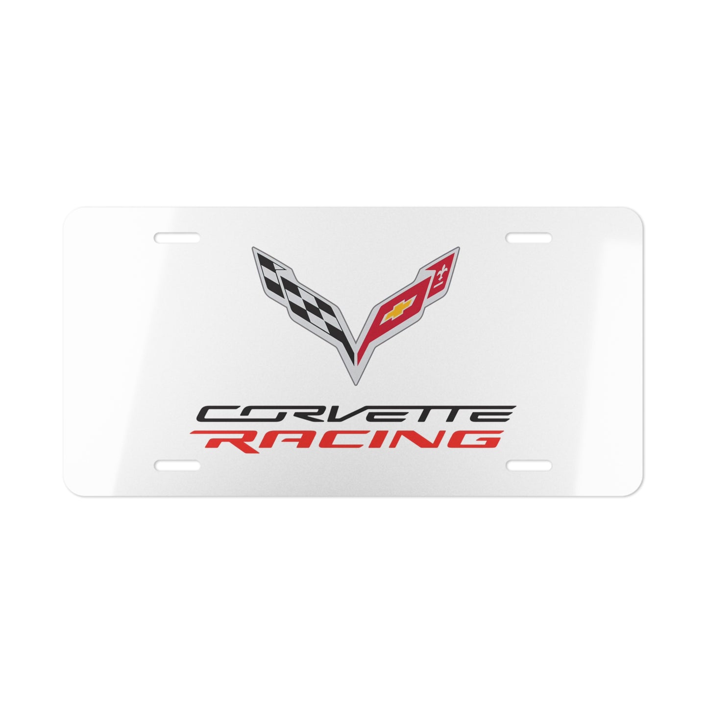 Corvette Racing,  White Vanity License Plate For Chevy Car Owners And Enthusiasts