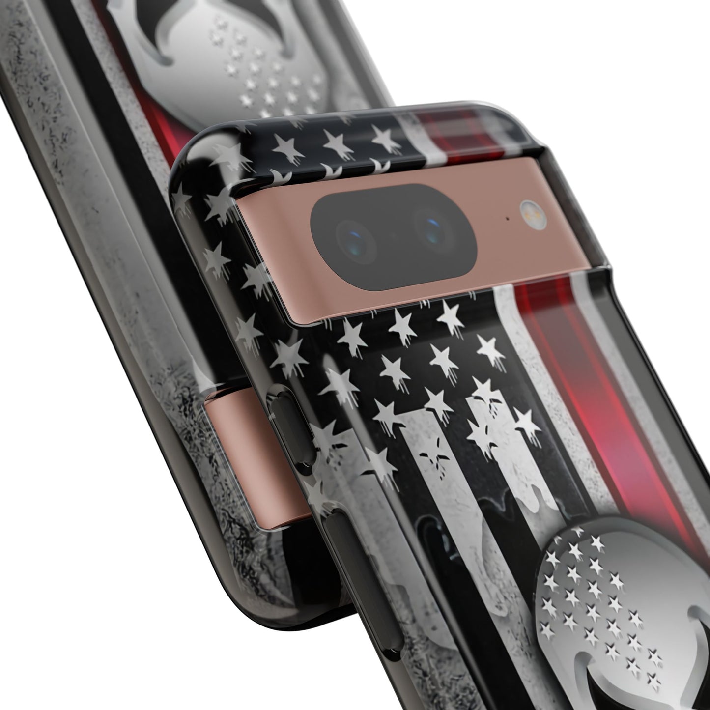 Tough Cases For iPhone, Galaxy and Pixel,  Thin Red Line, Jake Skull Design