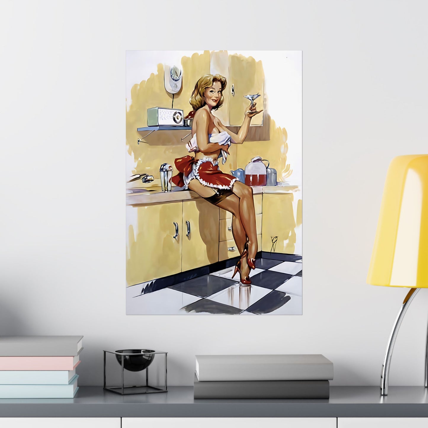 1950's Pin Up Girl Matte Vertical Posters "Martini For Lunch"