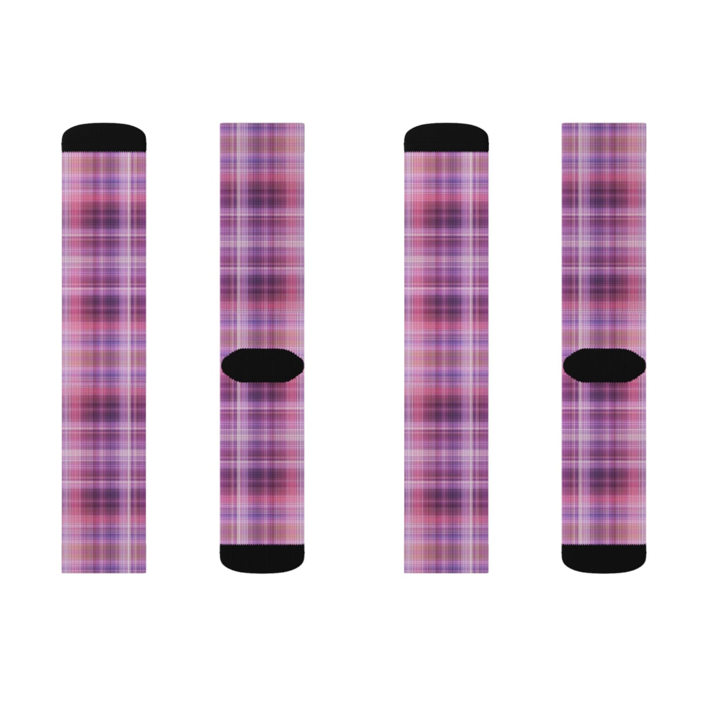 Pink Purple Plaid Socks | Sublimation Socks, Classic Preppy Designs