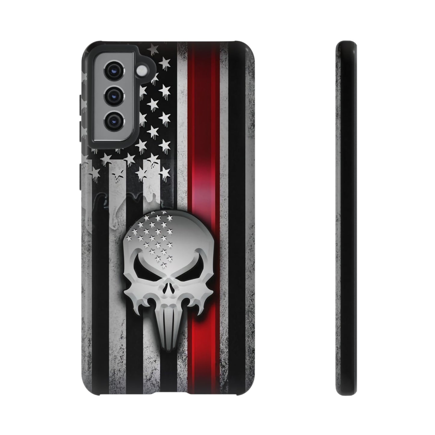 Tough Cases For iPhone, Galaxy and Pixel,  Thin Red Line, Jake Skull Design