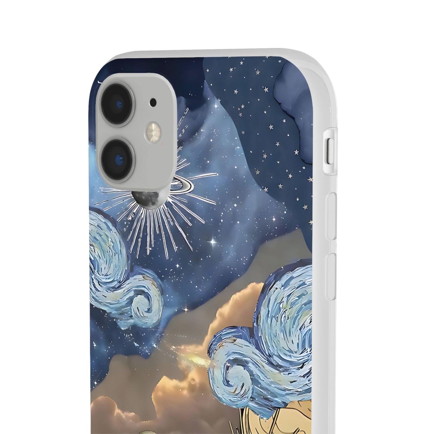 Celestial Flexi Case, Boho Phone Cover, Galaxy Protection, Starry Night Design,