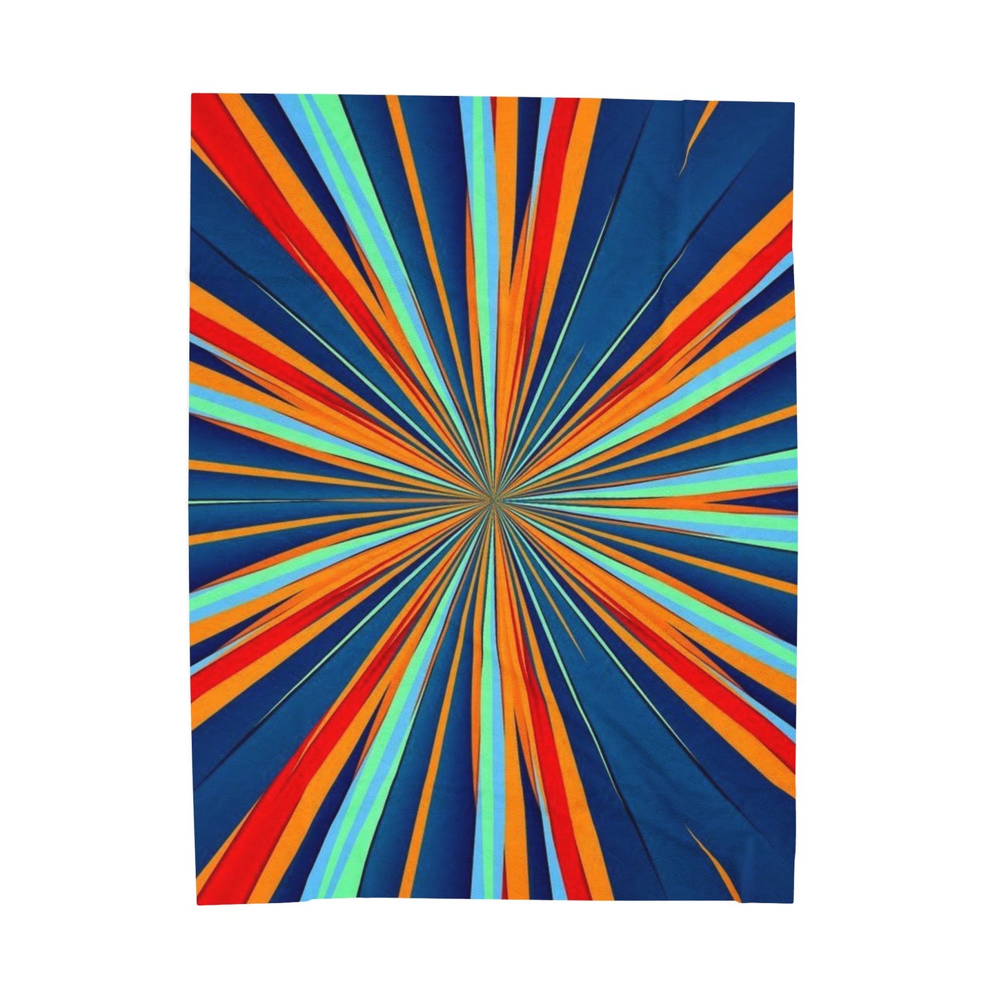 Retro Starburst Stripes Velveteen Plush Blanket | Colorful Burst Decor