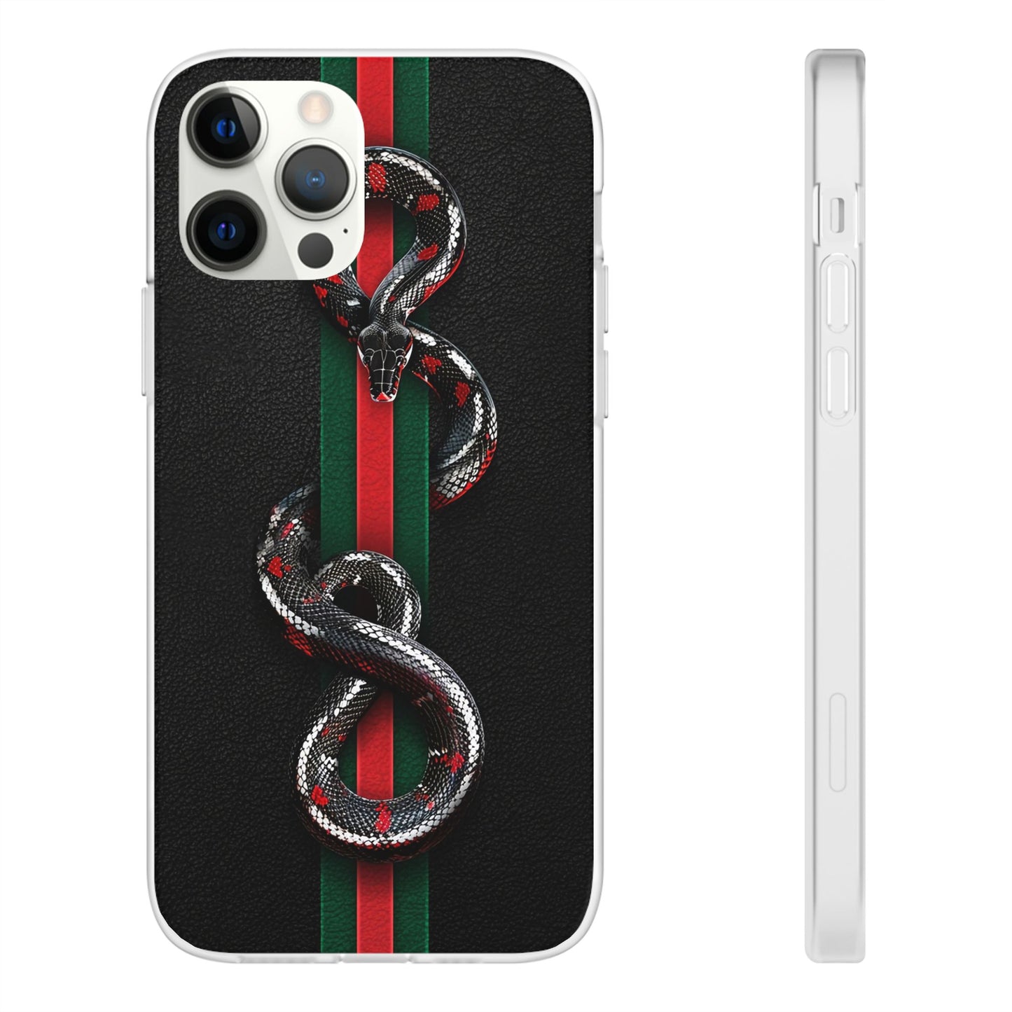 Green and Red Stripes Snake TPU Flexi Cases For iPhones And Samsung Galaxy