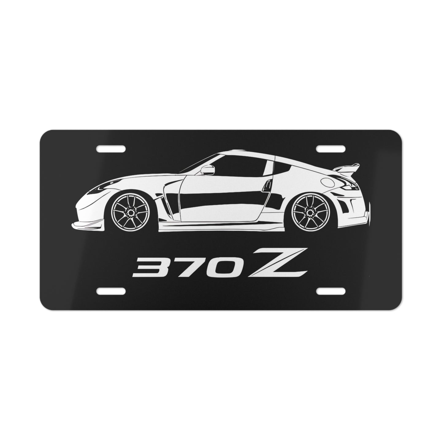 370 Z Front Vanity License Plate, Black and White Sports Car Custom Car Tag