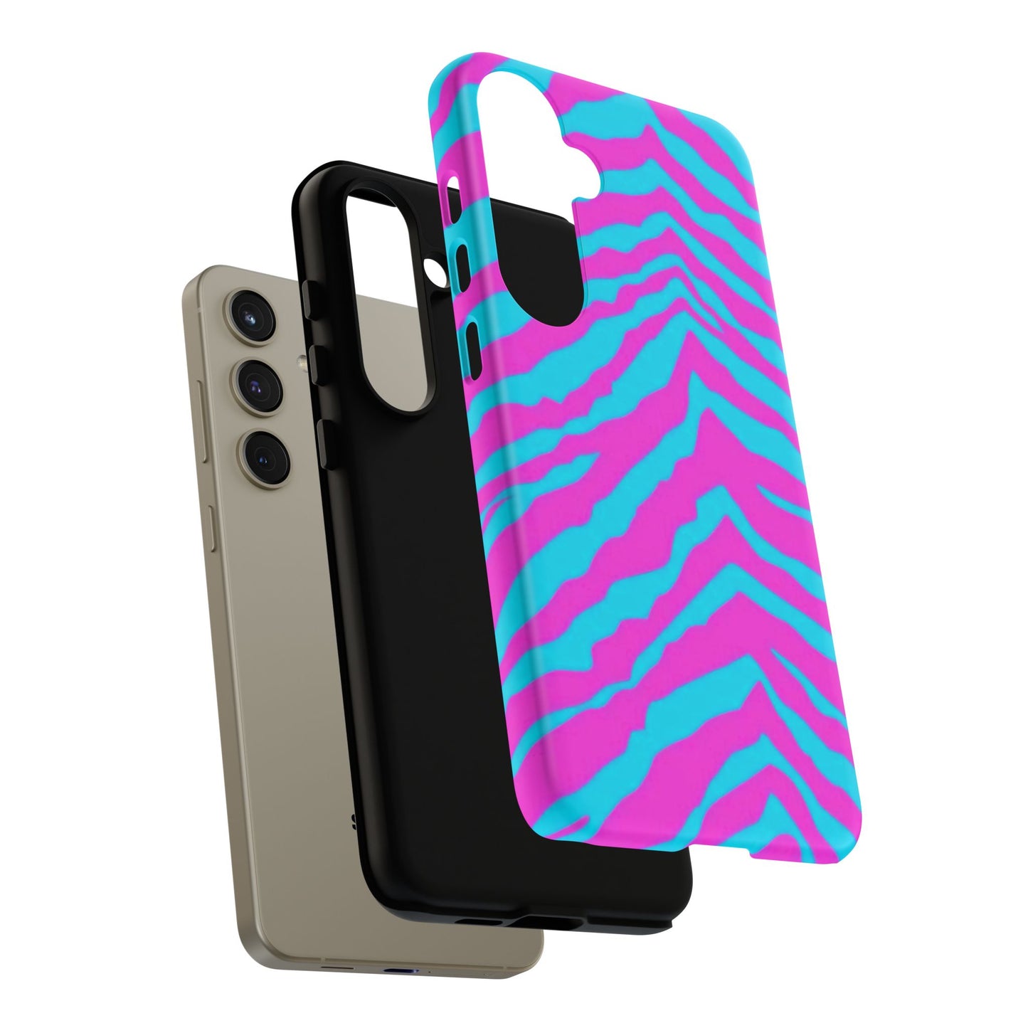 Animal Print Hot Pink And Teal Tough Case for iPhone, Galaxy and Google Pixel