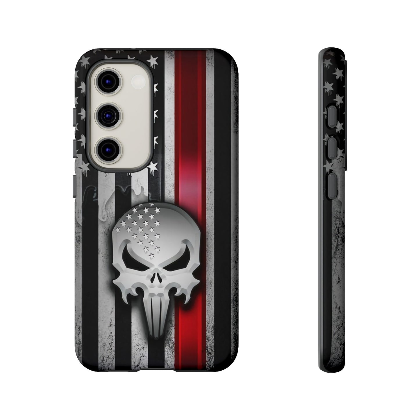 Tough Cases For iPhone, Galaxy and Pixel,  Thin Red Line, Jake Skull Design