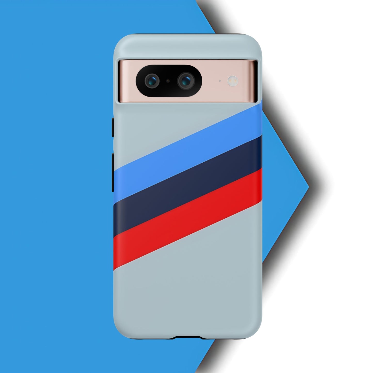 Gray Tough Case For iPhone, Samsung Galaxy and Google Pixel, Blue & Red Stripe