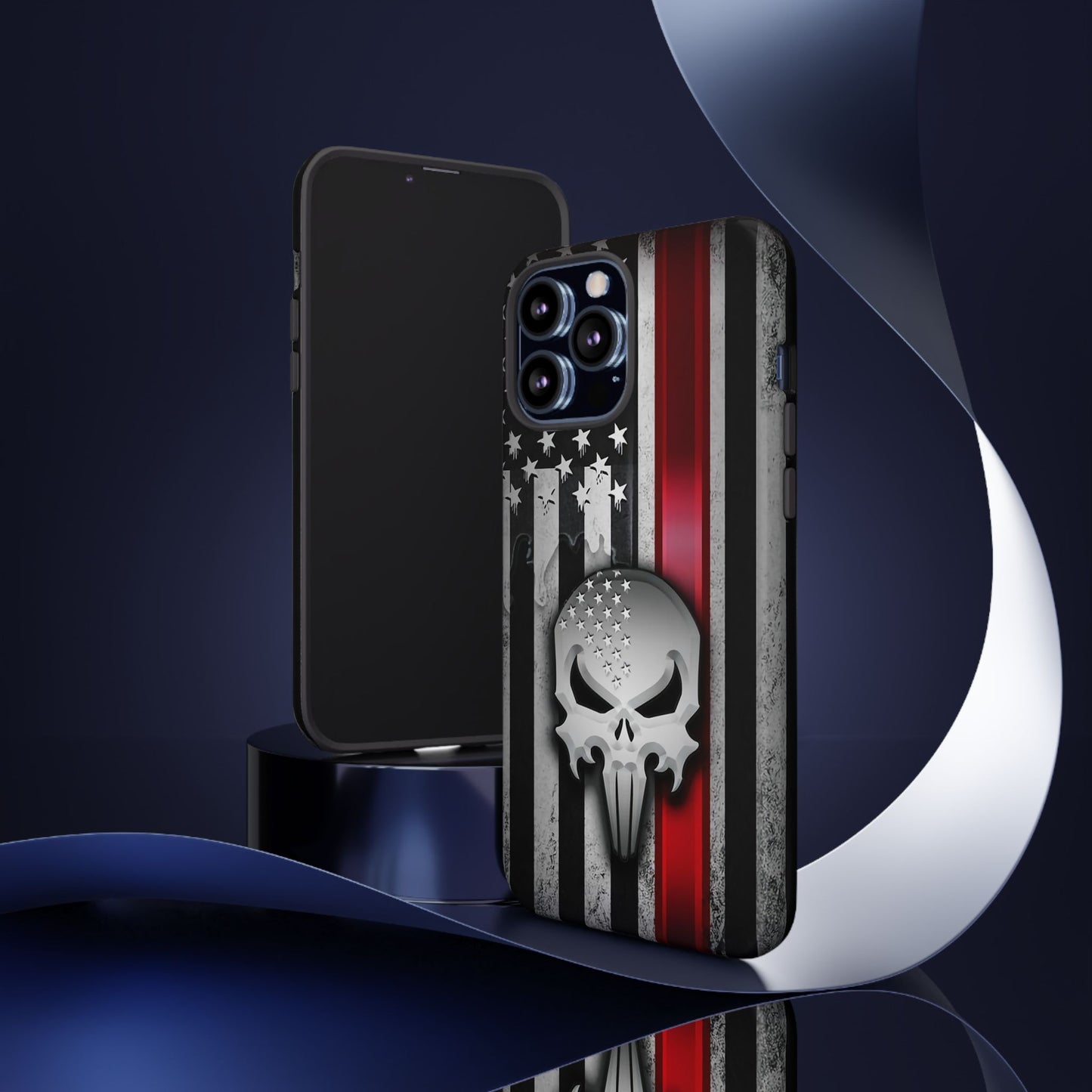 Tough Cases For iPhone, Galaxy and Pixel,  Thin Red Line, Jake Skull Design