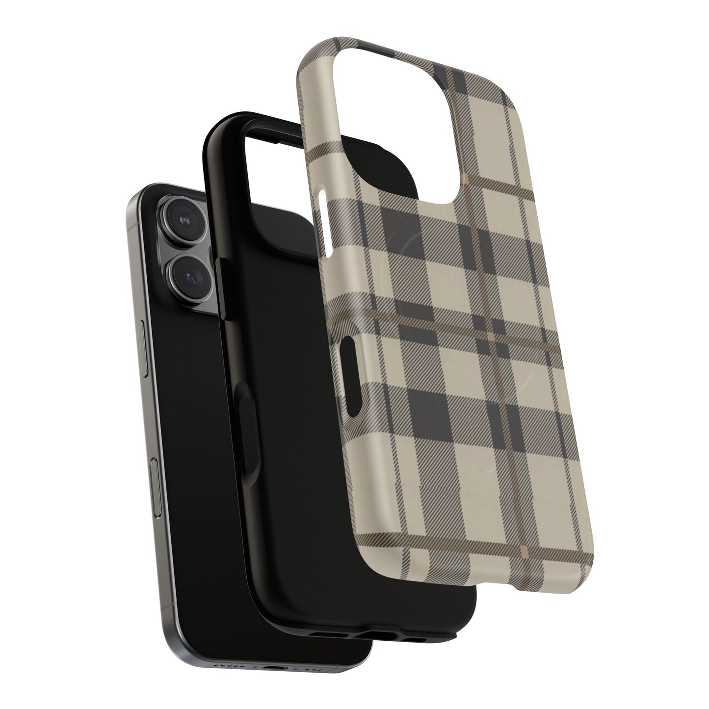 Neutral Plaid Phone Case Tough Magnetic Case | Beige Tartan Gift Idea
