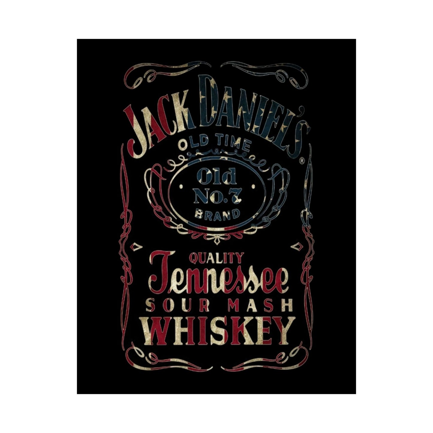 Jack Daniels Stars And Stripes Tennessee Whiskey Matte Vertical Posters Bar Decor