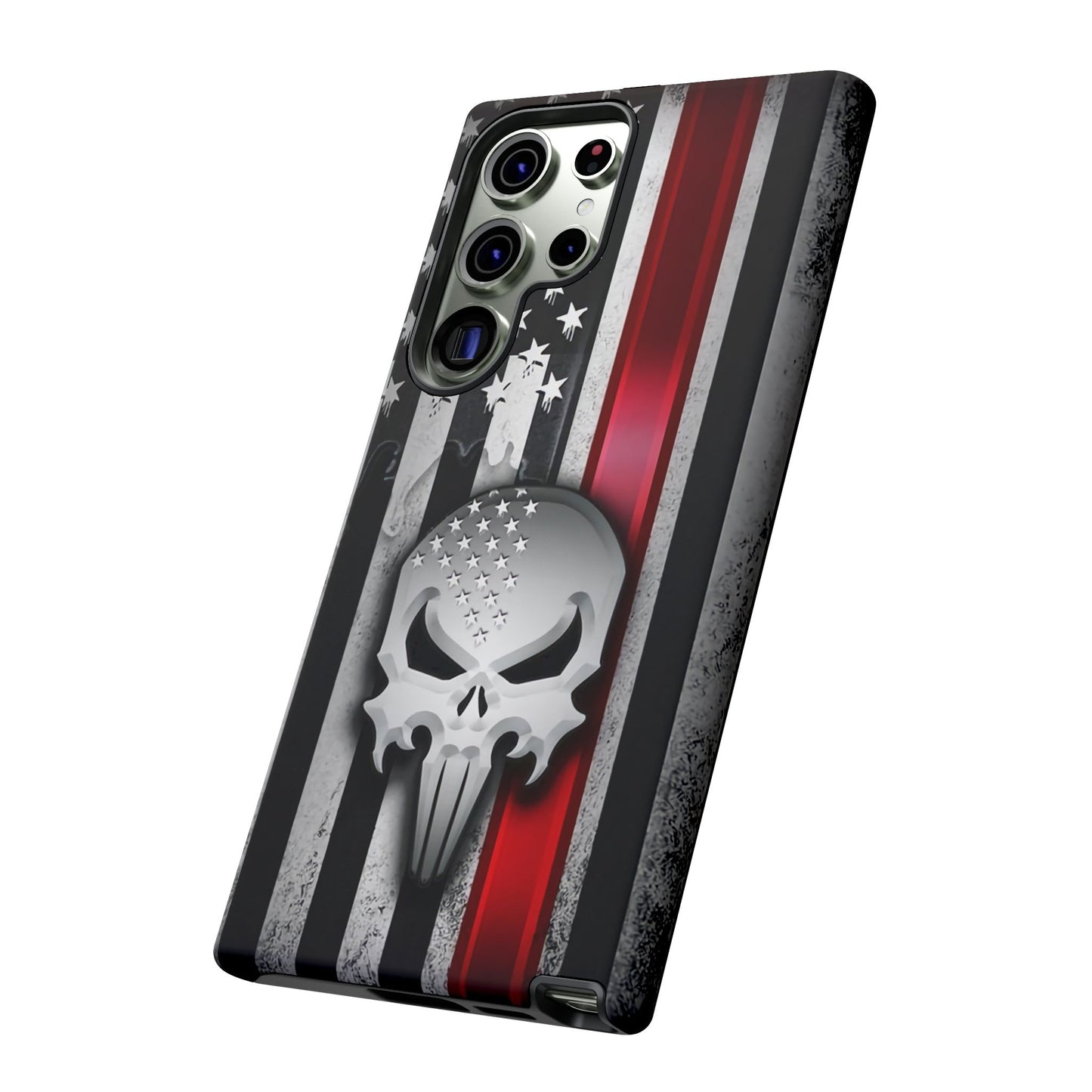 Tough Cases For iPhone, Galaxy and Pixel,  Thin Red Line, Jake Skull Design