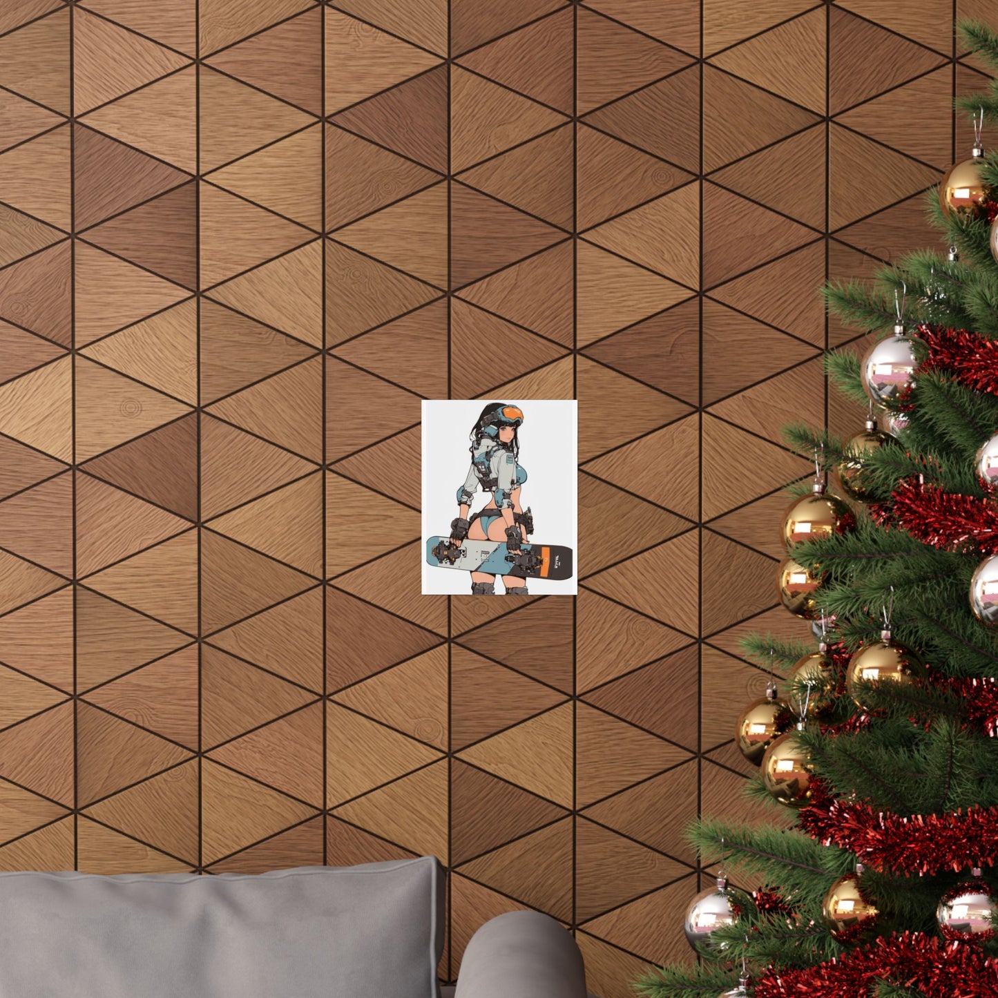 Cyberpunk Snowboard Girl Poster | Waifu Girl Anime Manga Matte Vertical Poster