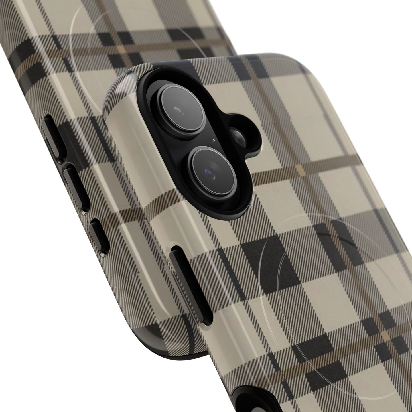 Neutral Plaid Phone Case Tough Magnetic Case | Beige Tartan Gift Idea