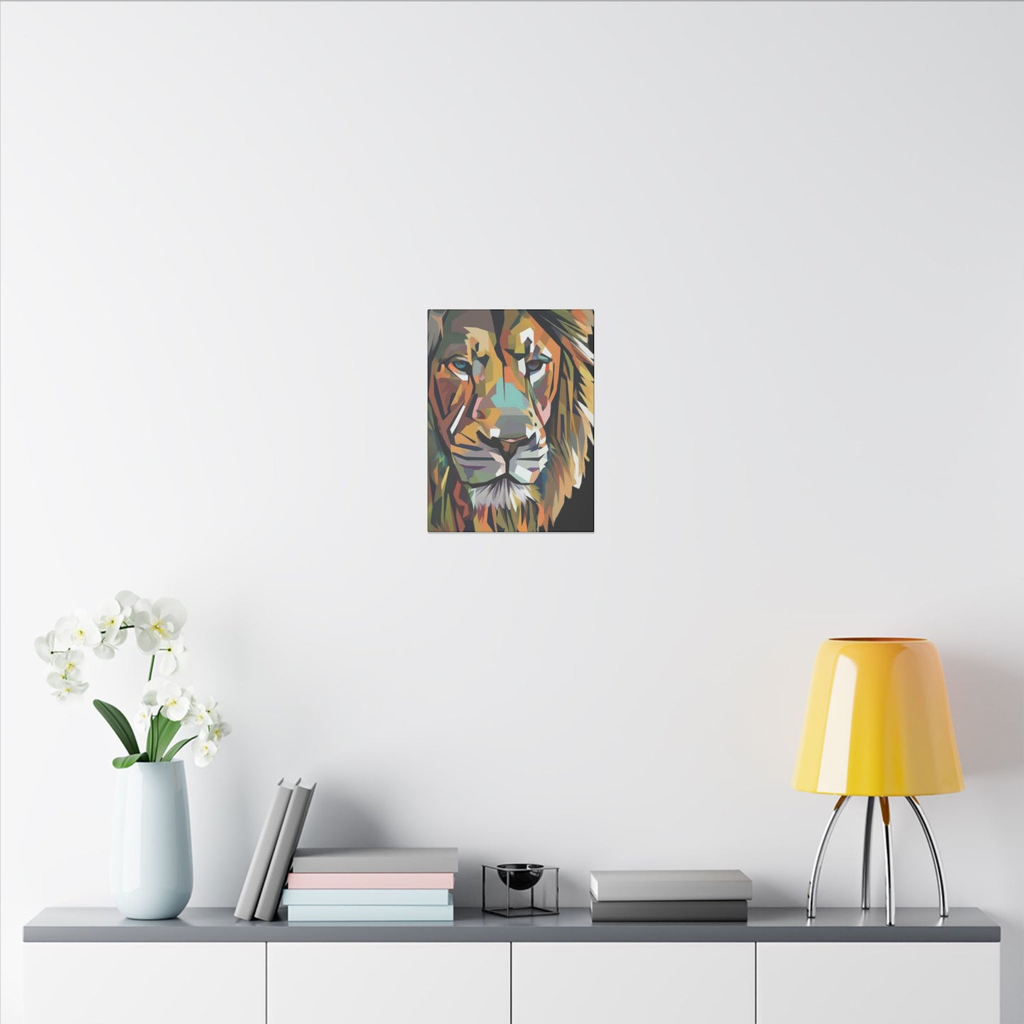 Geometric Lion Face Matte Canvas Print, Custom Wall Decor