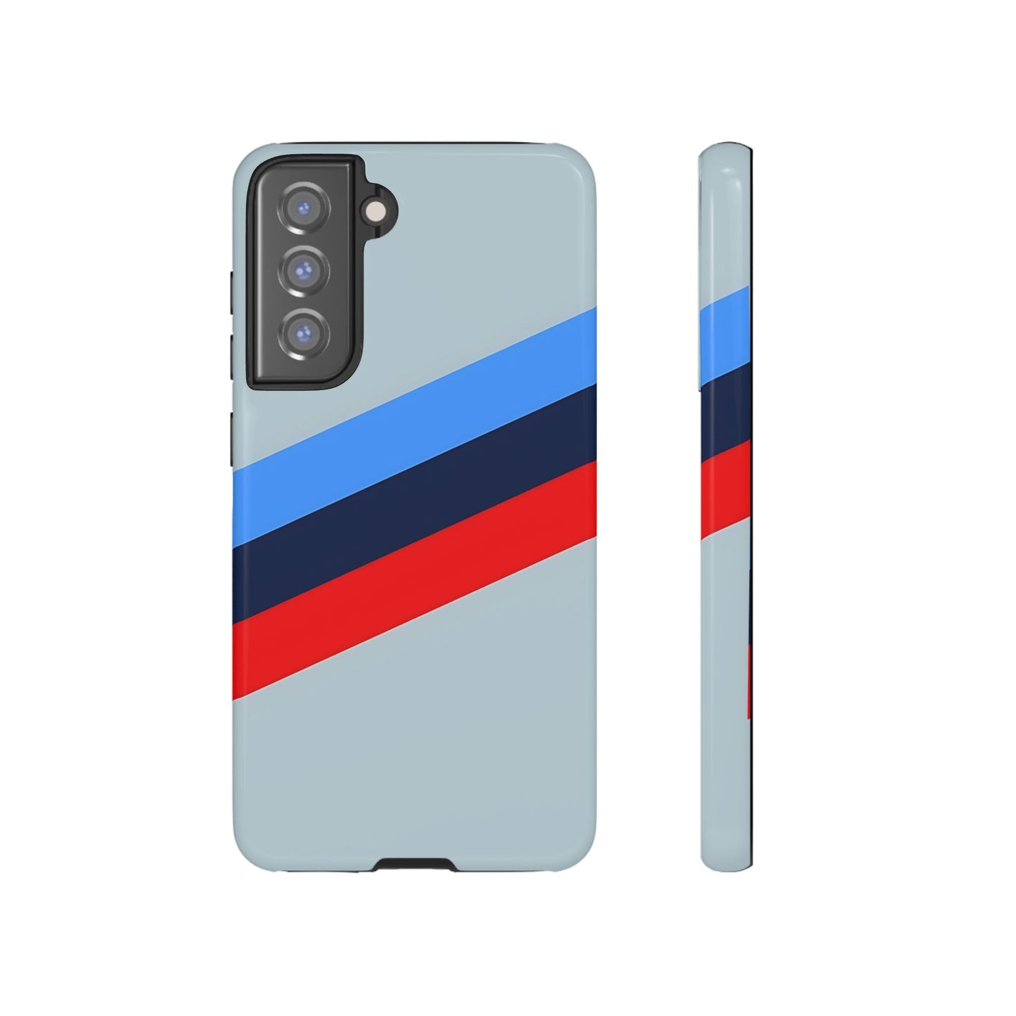 Gray Tough Case For iPhone, Samsung Galaxy and Google Pixel, Blue & Red Stripe