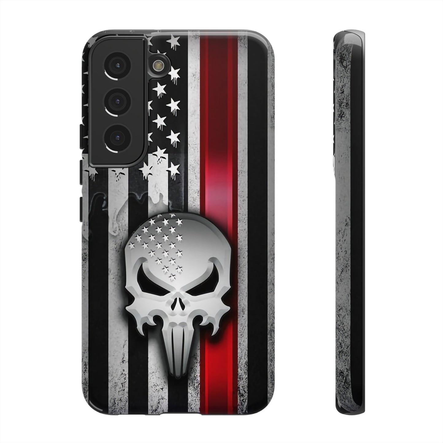 Tough Cases For iPhone, Galaxy and Pixel,  Thin Red Line, Jake Skull Design