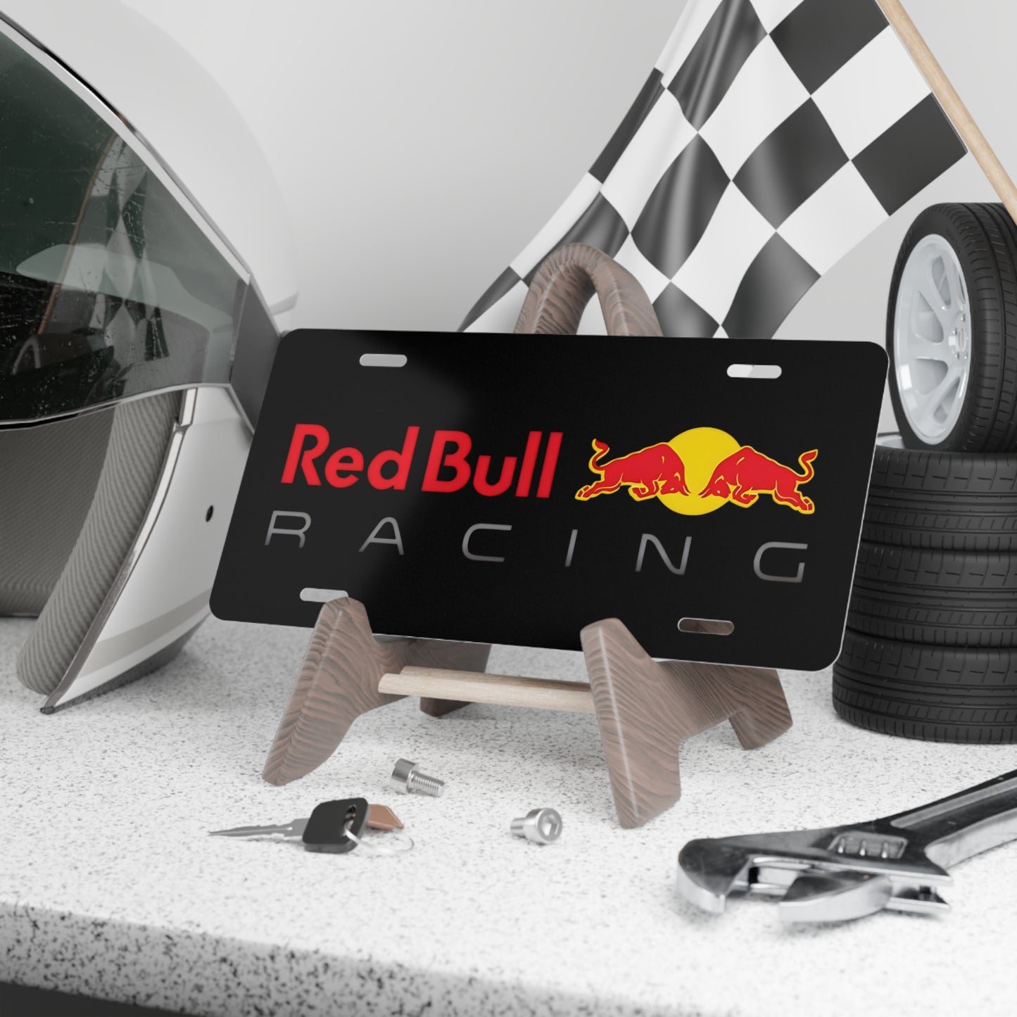 Red Bull Racing, Black Front Vanity License Plate, Custom Performance Motorsports Decal