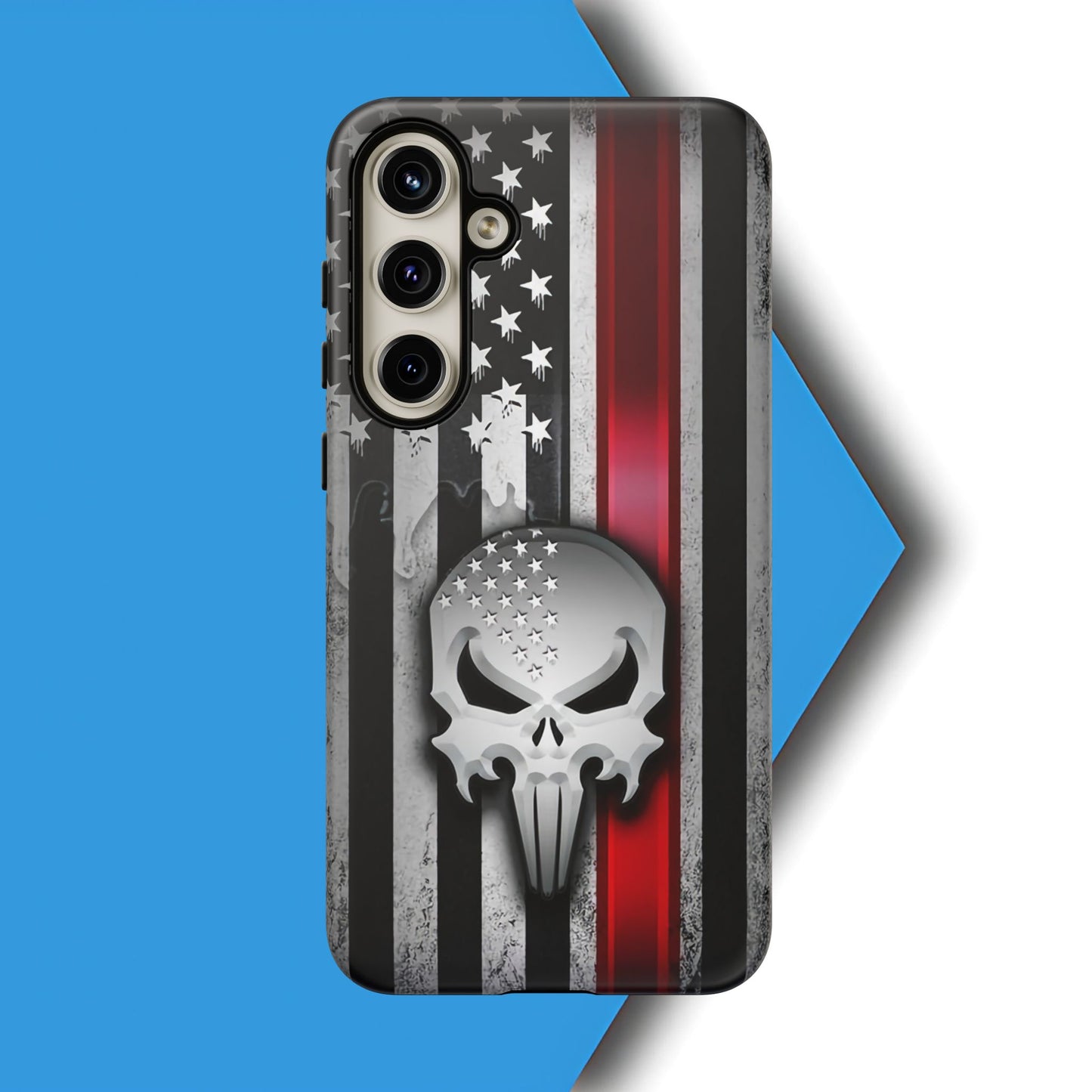 Tough Cases For iPhone, Galaxy and Pixel,  Thin Red Line, Jake Skull Design