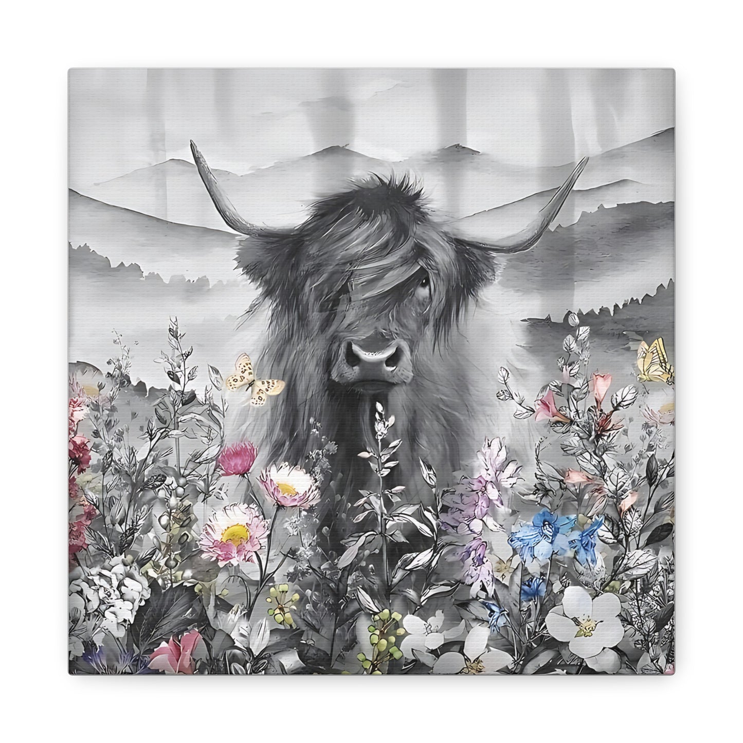 Canvas Poster, Scottish Highland Cow Vertical Wall Art, Housewarming Gift, Home