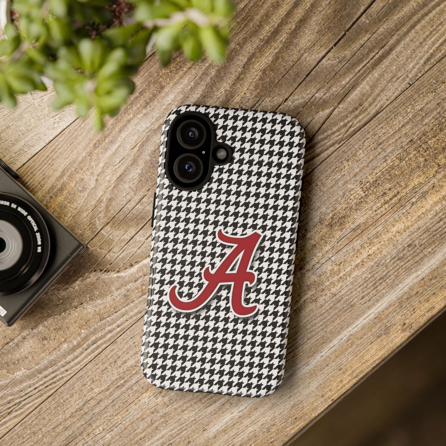 Alabama Houndstooth Phone Case, Tough Cases, College RTR Fan Gear, Initial A