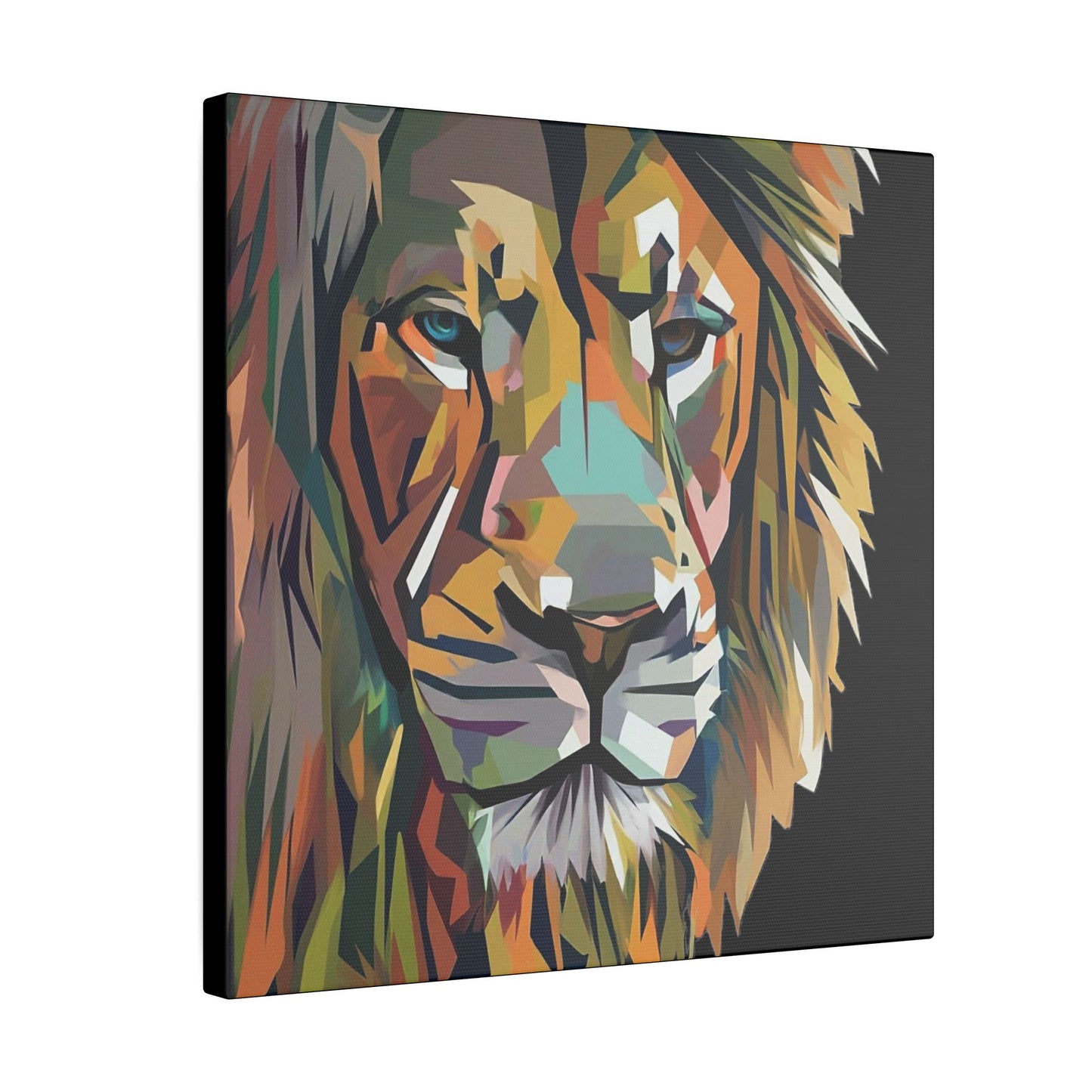 Geometric Lion Face Matte Canvas Print, Custom Wall Decor