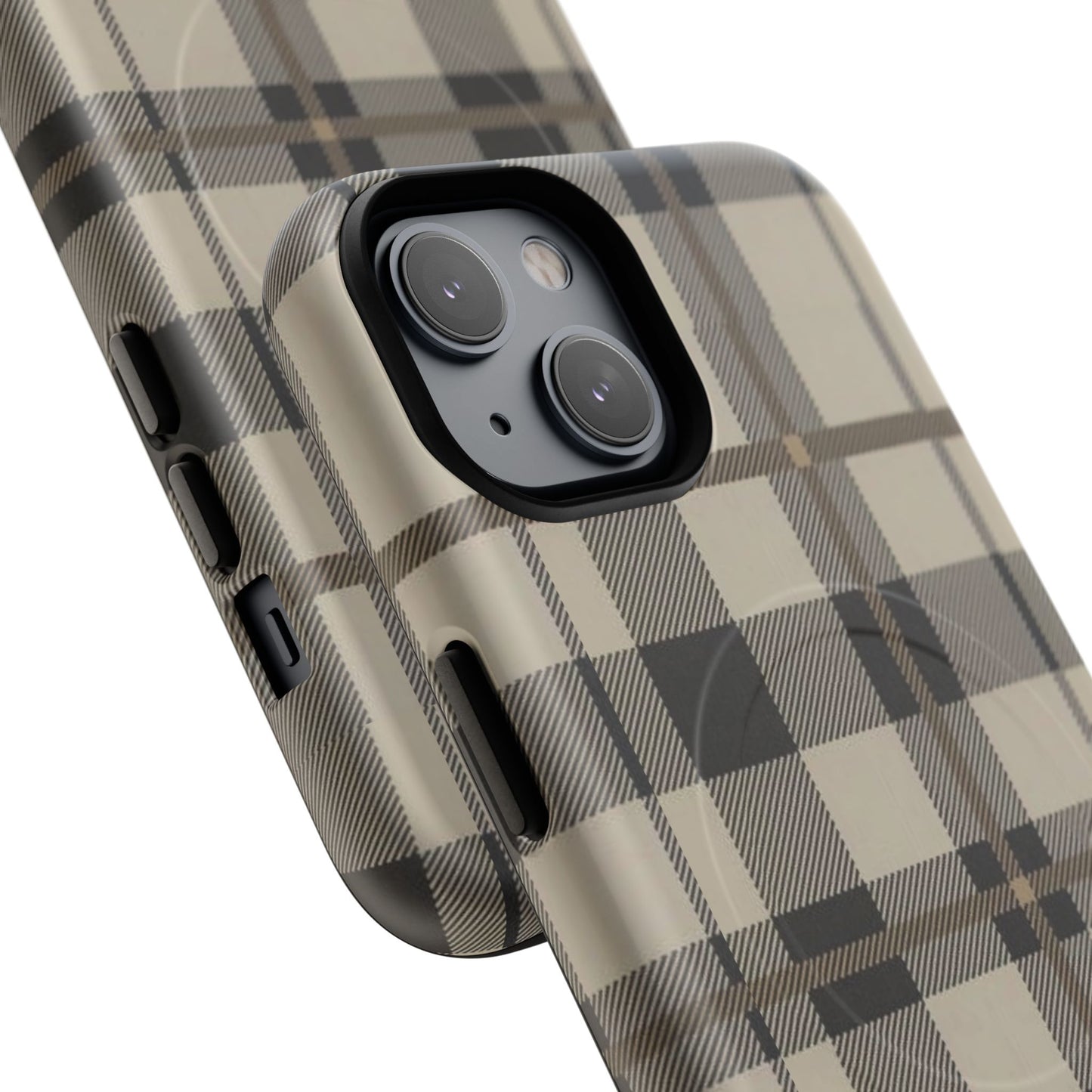 Neutral Plaid Phone Case Tough Magnetic Case | Beige Tartan Gift Idea