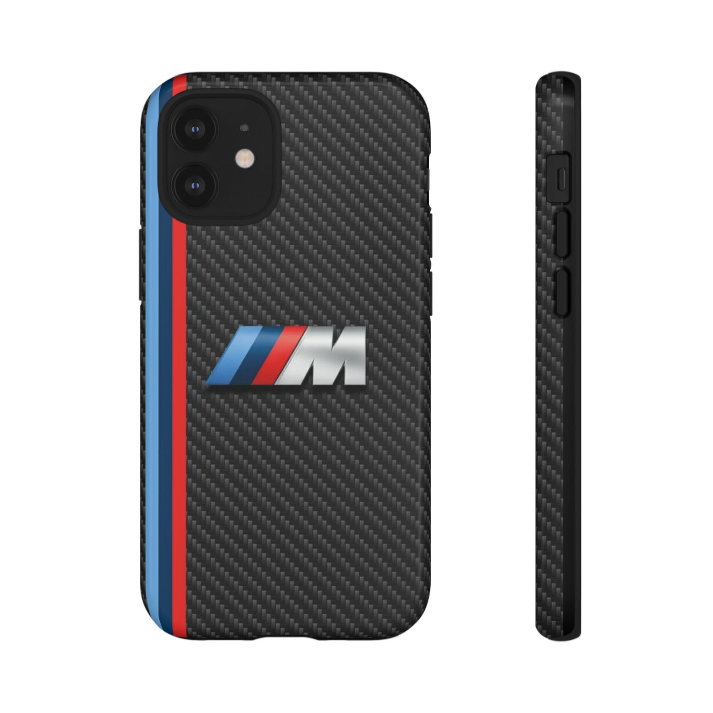 Phone Case - Black Tough Case for iPhones, Galaxy, Pixel, Blue And Red Stripes, BMW M Series