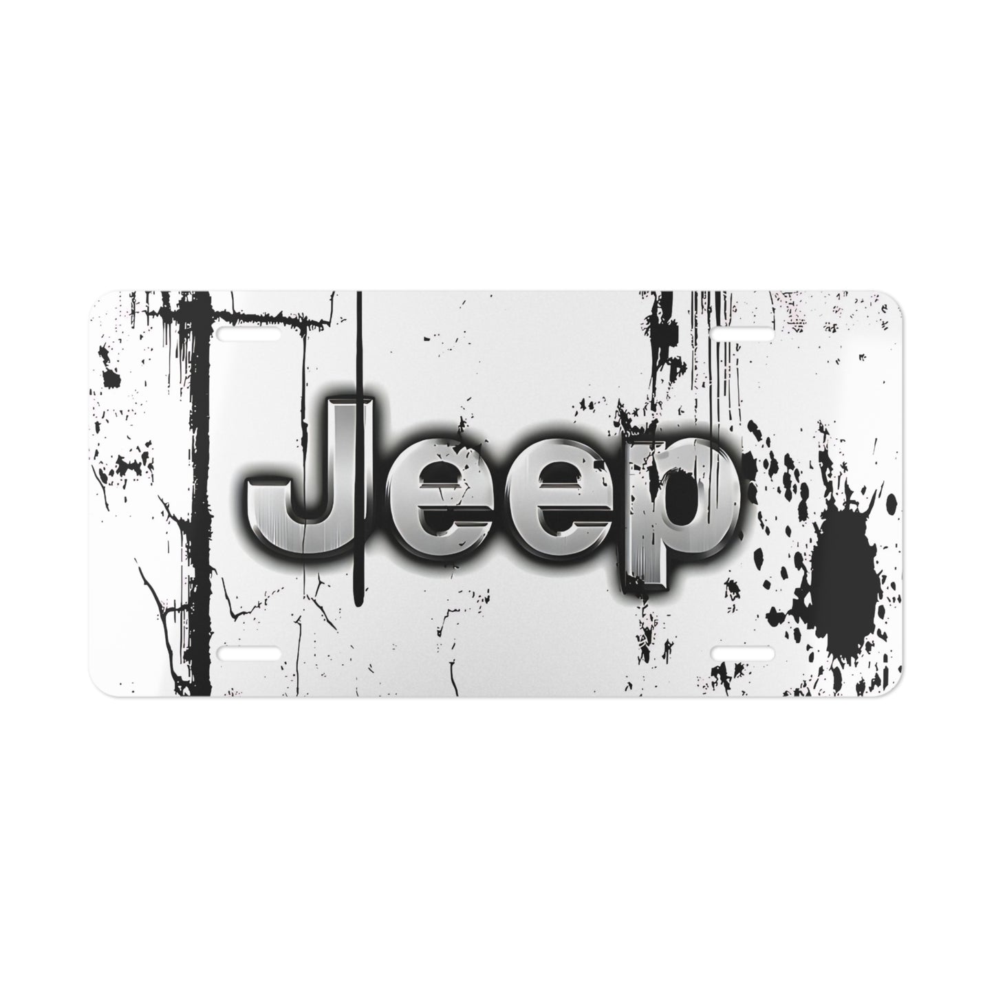 Jeep Black And White Paint Splatter Front Vanity License Plate, Car Tag