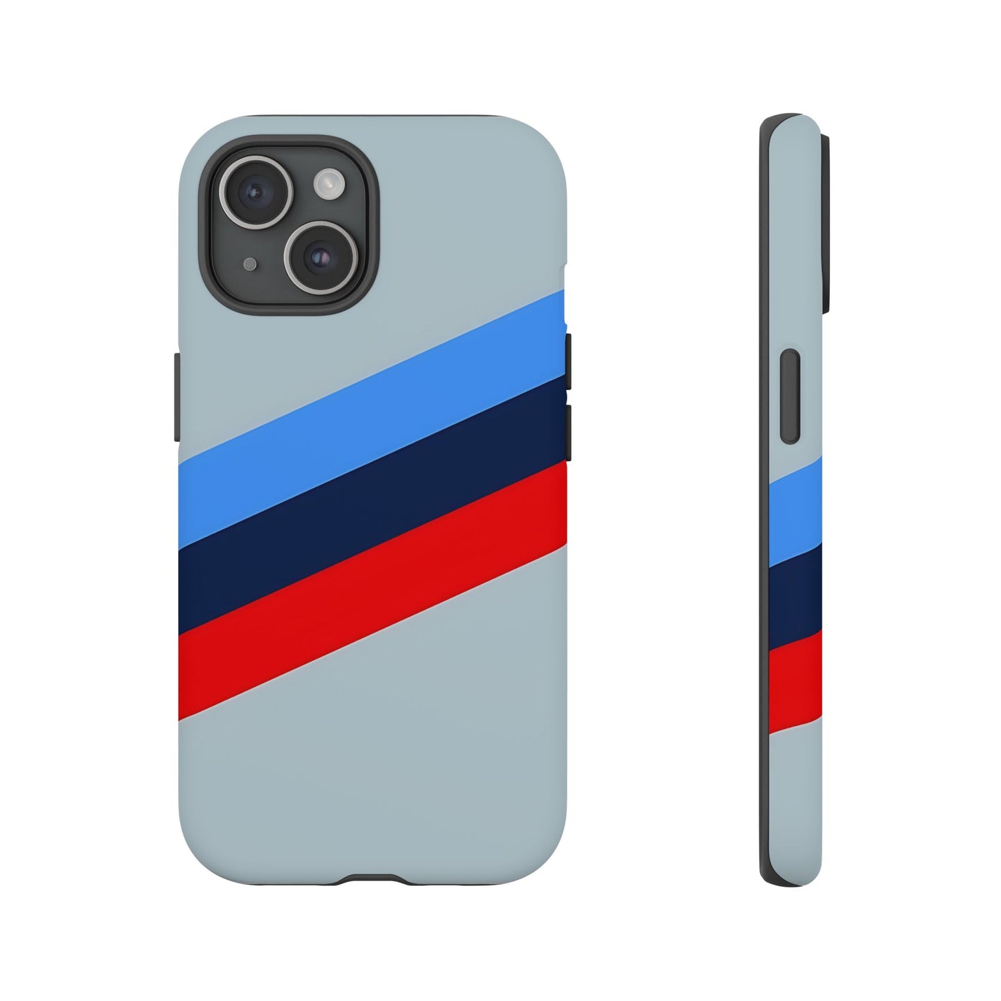 Gray Tough Case For iPhone, Samsung Galaxy and Google Pixel, Blue & Red Stripe