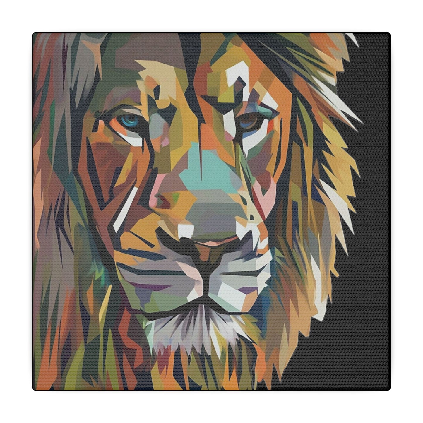 Geometric Lion Face Matte Canvas Print, Custom Wall Decor