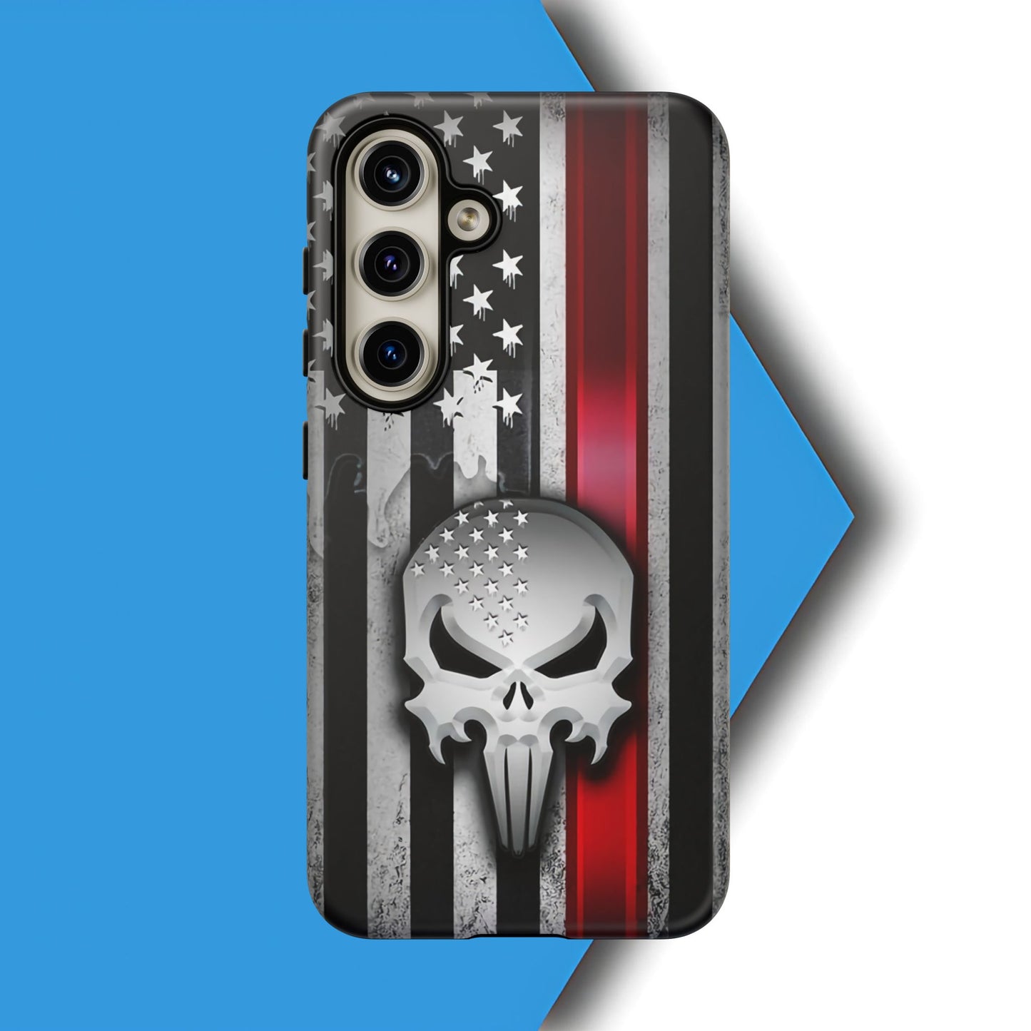 Tough Cases For iPhone, Galaxy and Pixel,  Thin Red Line, Jake Skull Design