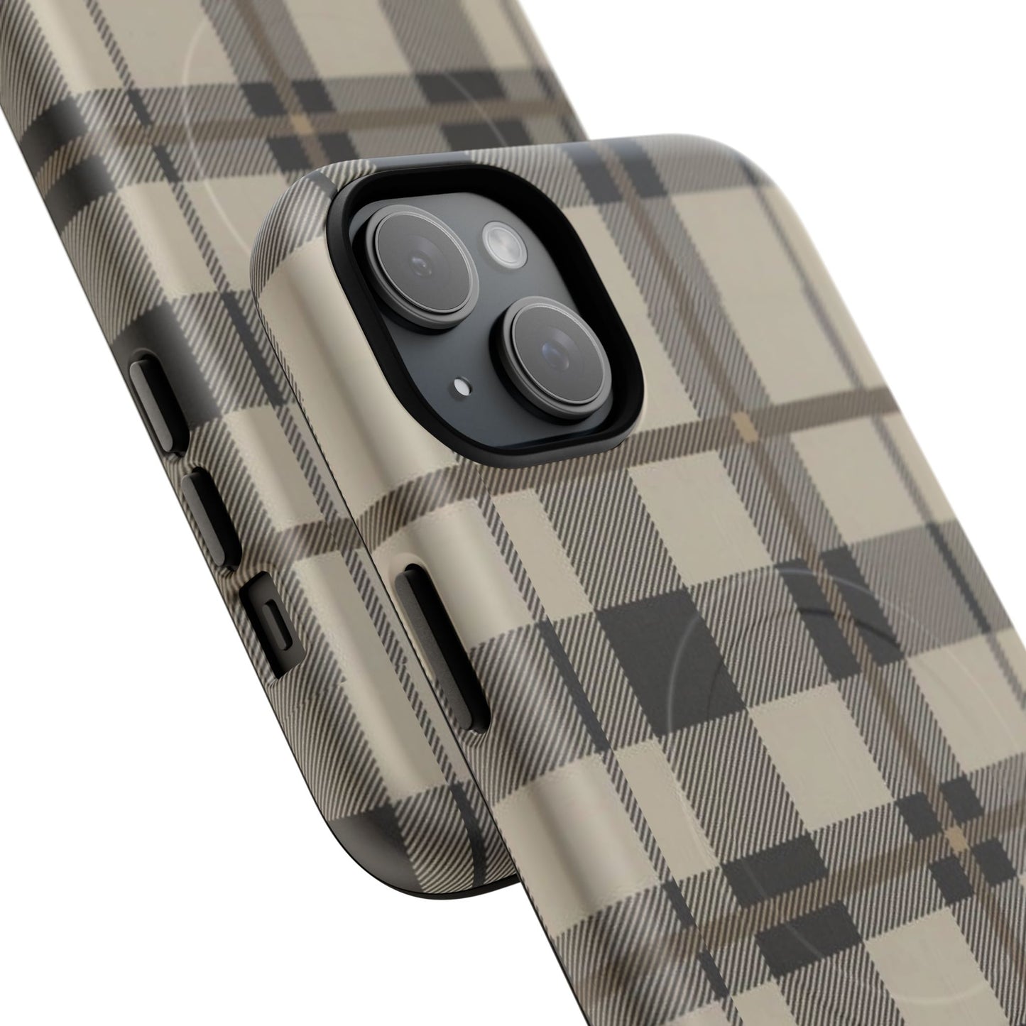 Neutral Plaid Phone Case Tough Magnetic Case | Beige Tartan Gift Idea