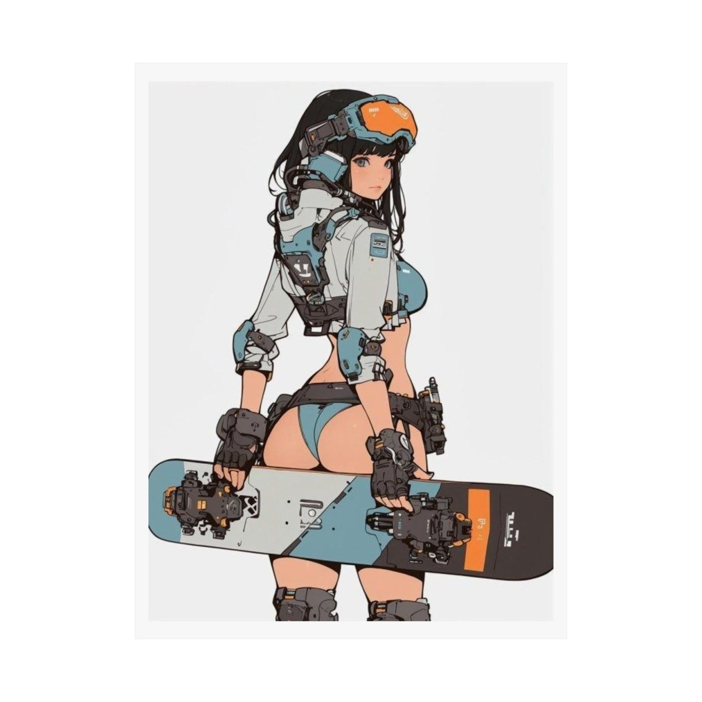 Cyberpunk Snowboard Girl Poster | Waifu Girl Anime Manga Matte Vertical Poster