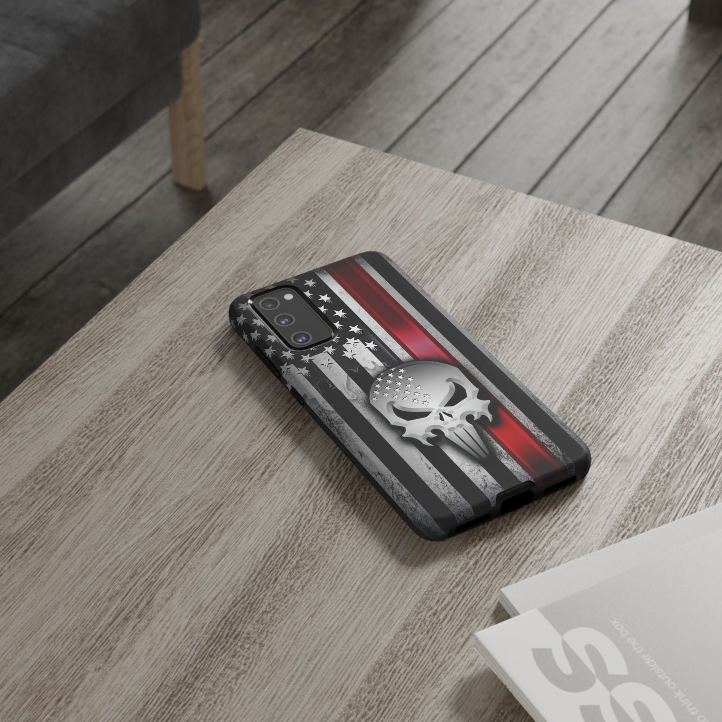 Tough Cases For iPhone, Galaxy and Pixel,  Thin Red Line, Jake Skull Design