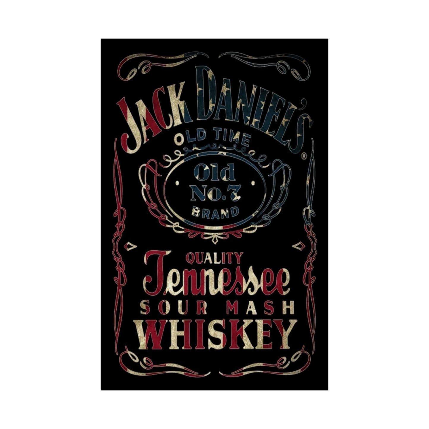 Jack Daniels Stars And Stripes Tennessee Whiskey Matte Vertical Posters Bar Decor