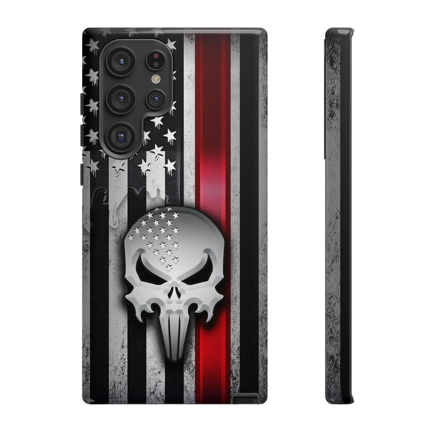 Tough Cases For iPhone, Galaxy and Pixel,  Thin Red Line, Jake Skull Design