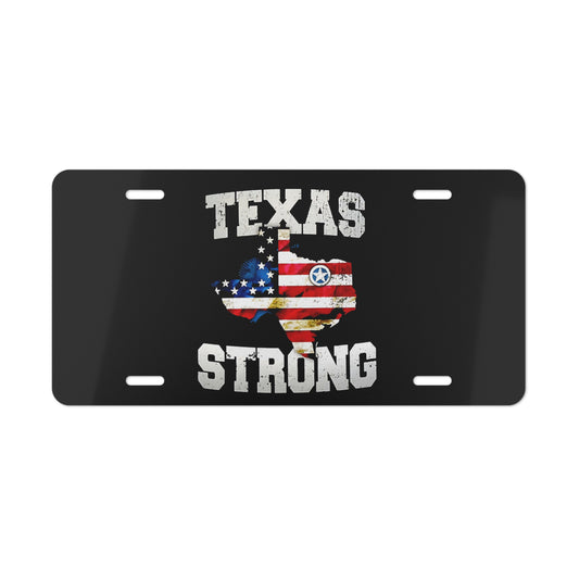 Front Vanity License Plate Texas Strong American Flag