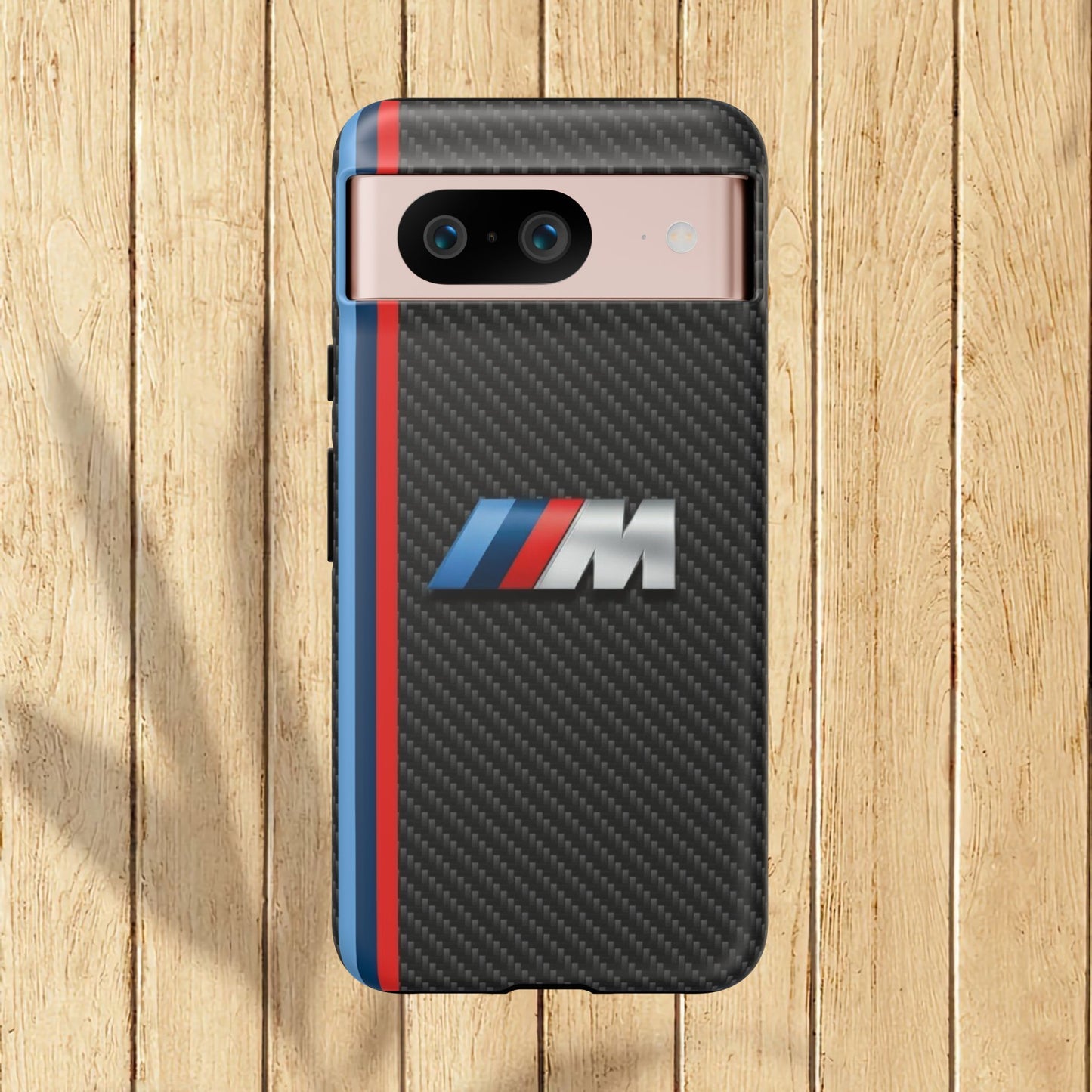 Phone Case - Black Tough Case for iPhones, Galaxy, Pixel, Blue And Red Stripes, BMW M Series