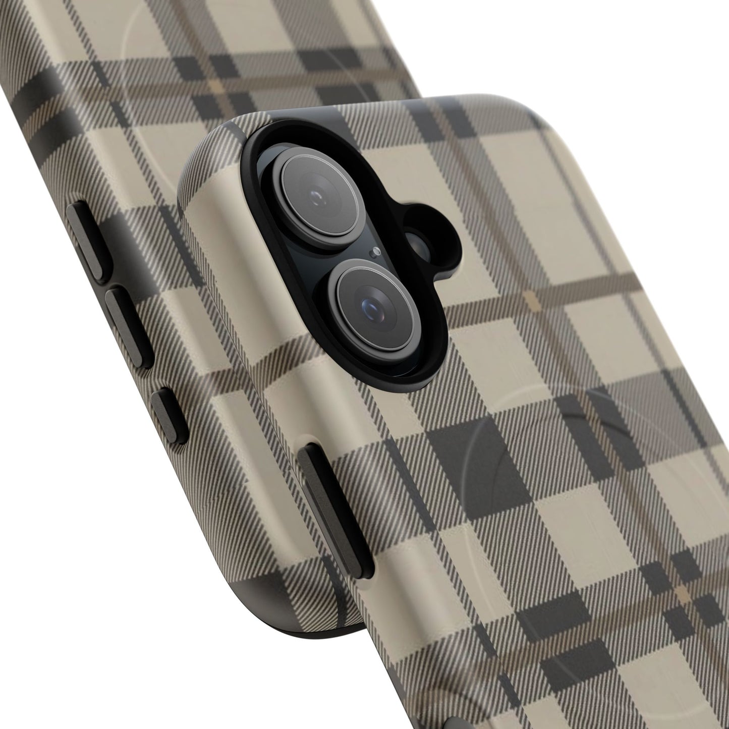 Neutral Plaid Phone Case Tough Magnetic Case | Beige Tartan Gift Idea